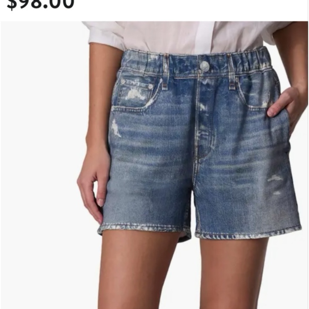 Rag & Bone 4” Miramar printed denim walking shorts.